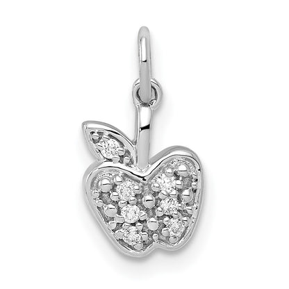 14k White Gold Diamond Apple Charm Pendant for Women