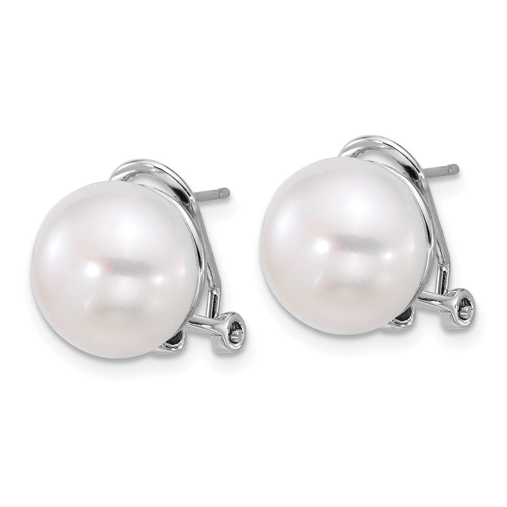 Sterling Silver 12-13mm Freshwater Cultured Pearl Omega Back Earrings