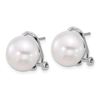 Sterling Silver 12-13mm Freshwater Cultured Pearl Omega Back Earrings