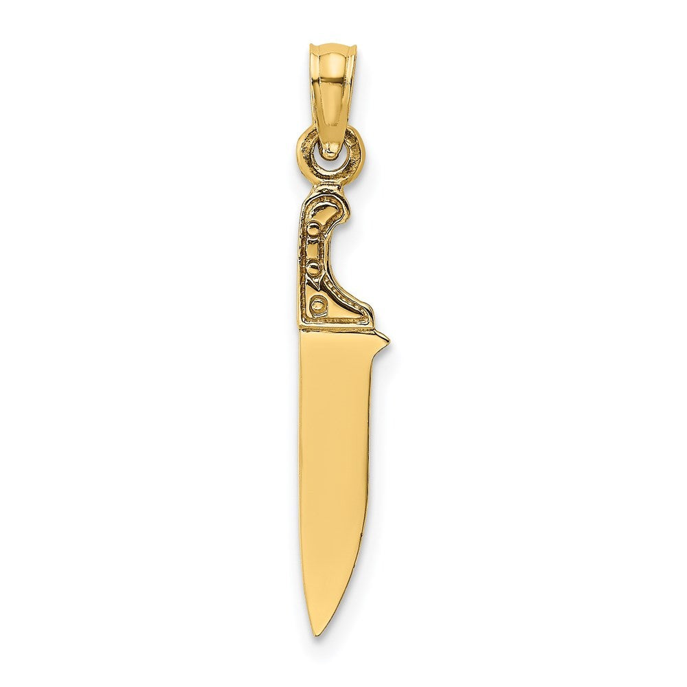 14k Yellow Gold 3-D Polished Butcher Knife Charm Pendant