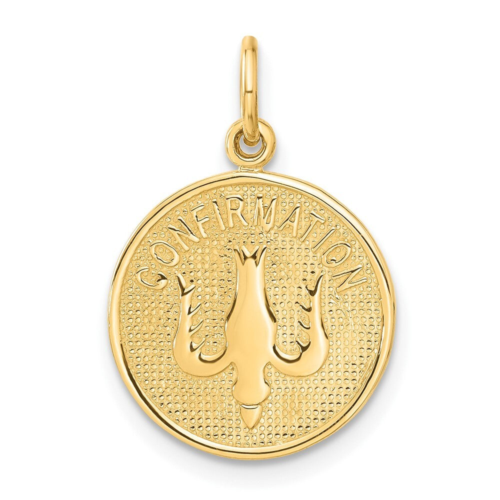 14k Yellow Gold Confirmation Dove Medal Charm Pendant for Women
