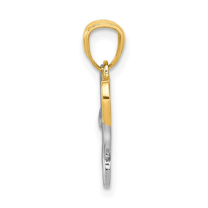 14k Yellow Gold and White Rhodium LOVE Heart Pendant