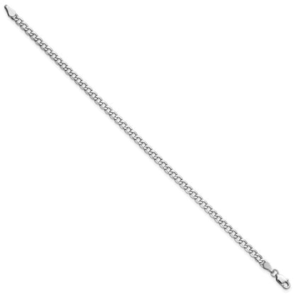 14K White Gold 10 inch 3.35mm Semi-Solid Curb with Lobster Clasp Anklet