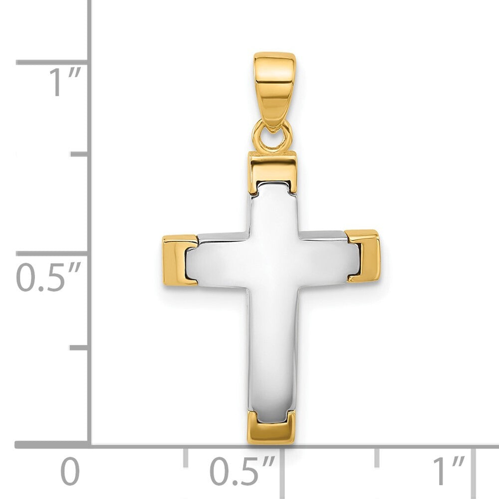 14k Two-tone Gold Polished Cross Pendant for Women
