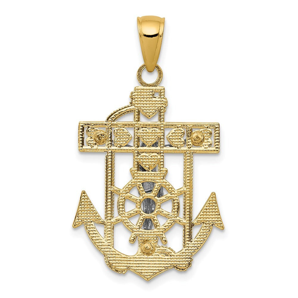 14k Two-tone Gold Mariner's Crucifix Pendant for Women
