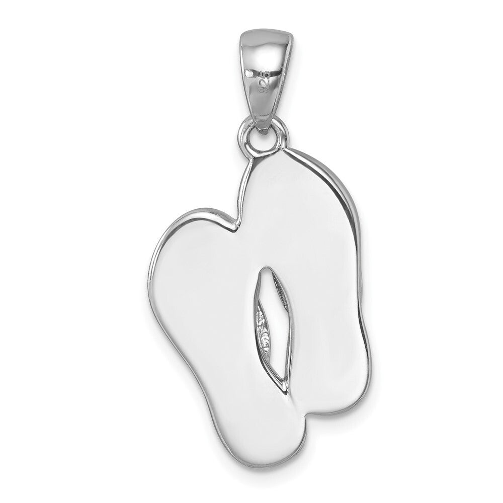 Sterling Silver Rhodium-plated Polished Crystal Double Flip Flop Pendant