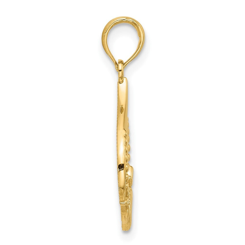 14k Yellow Gold Polished Claddagh Pendant