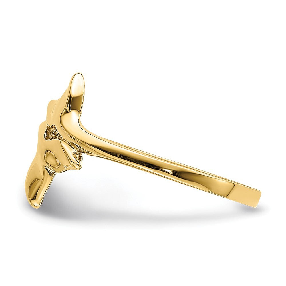 14K Yellow Gold Gold Polished Double Whale Tail Ring