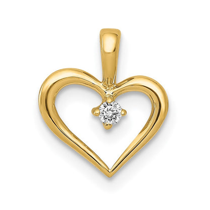 14k Yellow Gold AA .02ct. Diamond Heart Pendant for Women