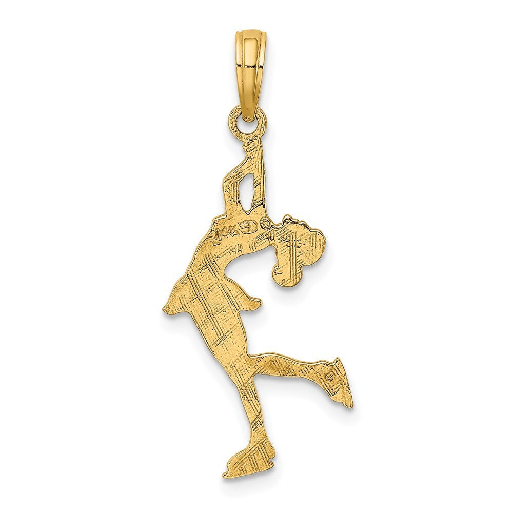 14k Yellow Gold Ice Skater Turning Charm Pendant for Women