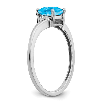 Sterling Silver Rhodium-plated Blue Topaz and Diamond Ring Size 8