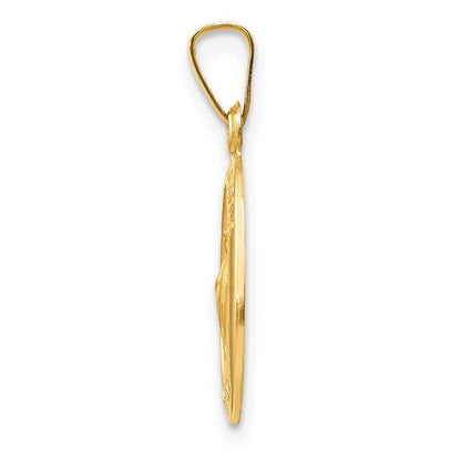 14k Yellow Gold Polished and Satin St Jude Thaddeus Medal Hollow Pendant