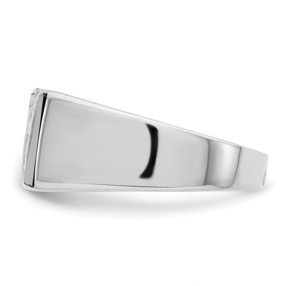 Sterling Silver Rhodium-plated Men's Cubic Zirconia and Onyx Ring Size 9