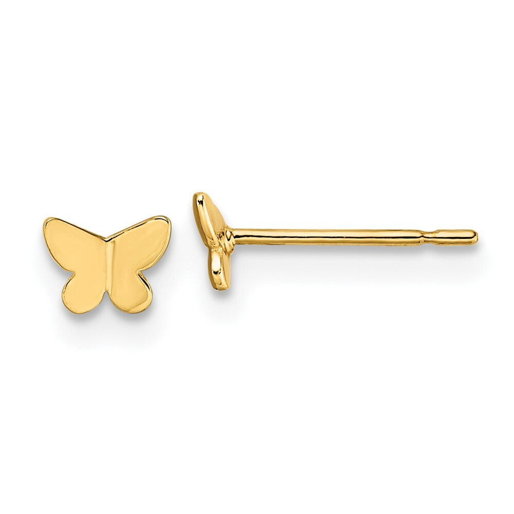 14k Yellow Gold Butterfly Stud Earrings Gift for Women