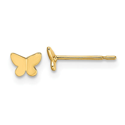 14k Yellow Gold Butterfly Stud Earrings Gift for Women