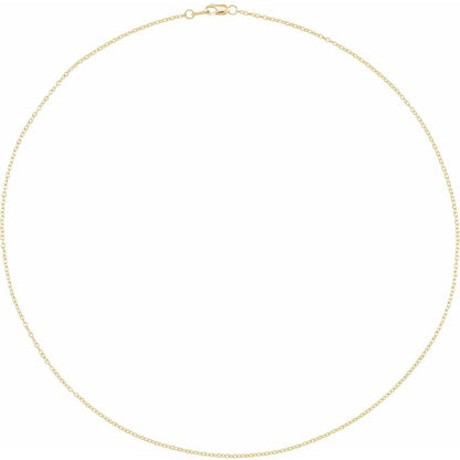 14k Yellow Gold 1.3 mm Cable 18" Chain Necklace Fine Gift for Women