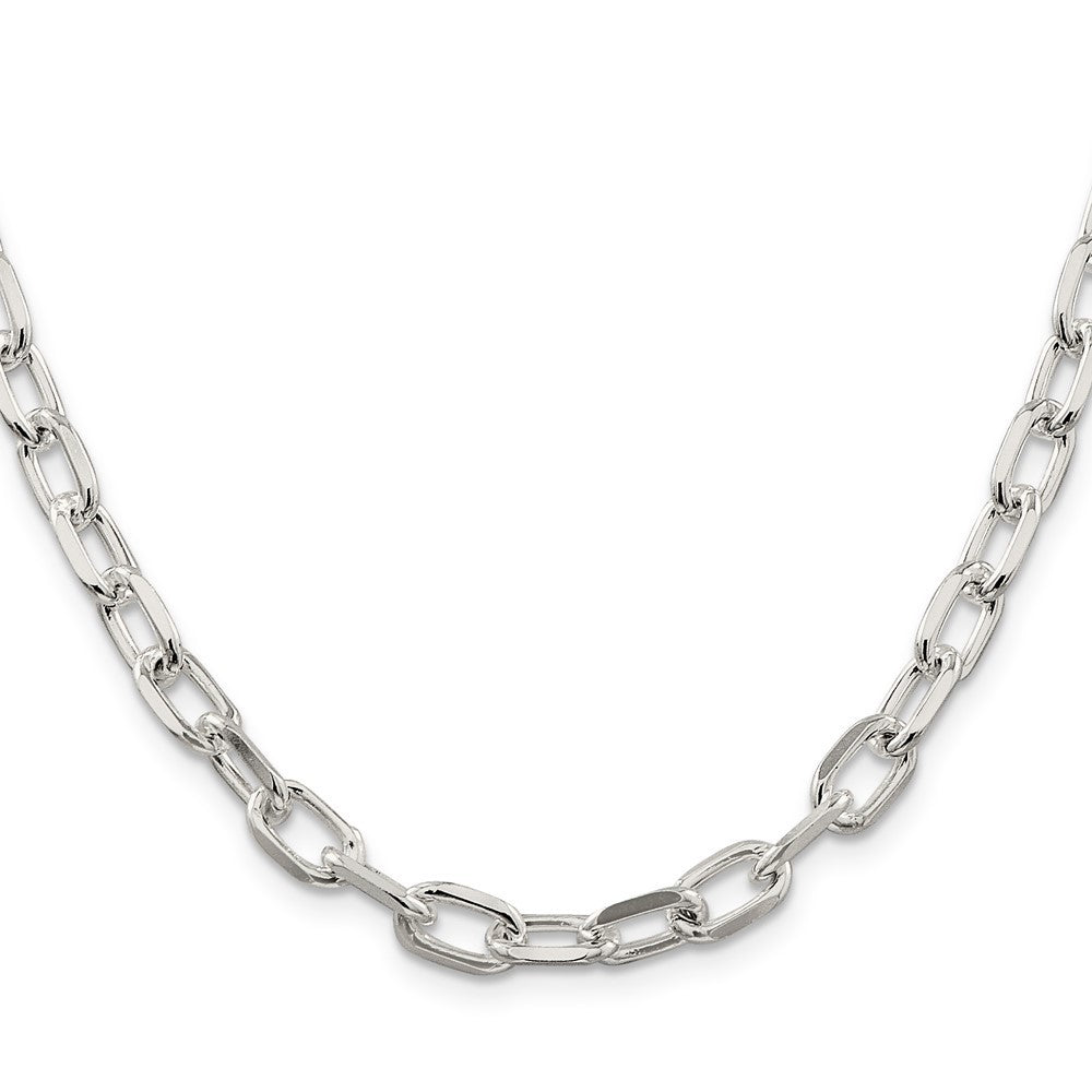 Sterling Silver 6.65mm Diamond-cut Long Link Cable Chain Necklace