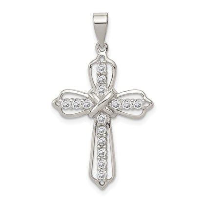Sterling Silver Rhodium-plated Cubic Zirconia Cross Pendant