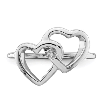 Sterling Silver Rhodium-plated Diamond accent Intertwined Heart Ring Size 7