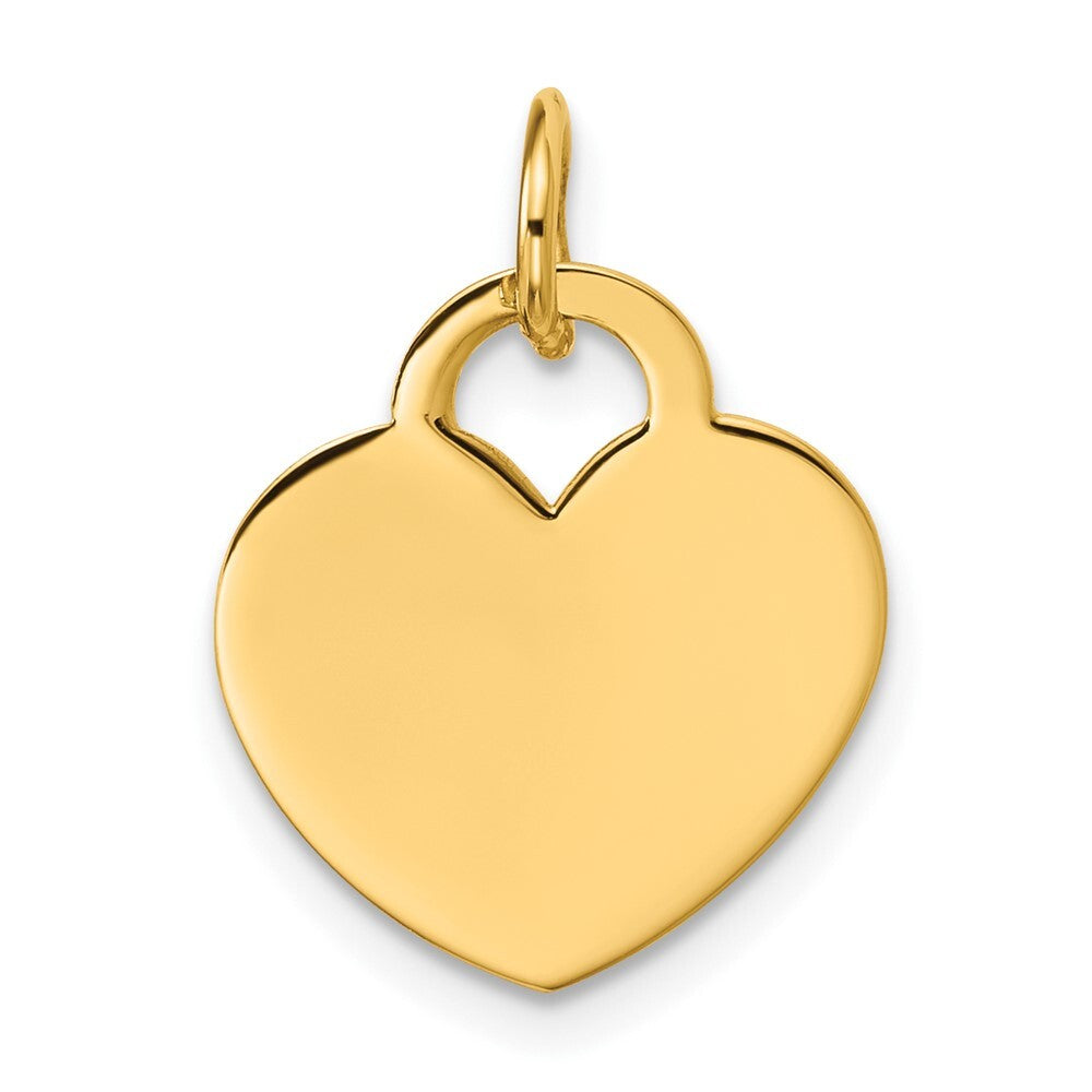 14k Yellow Gold Polished Heart Shaped Disc Pendant for Women
