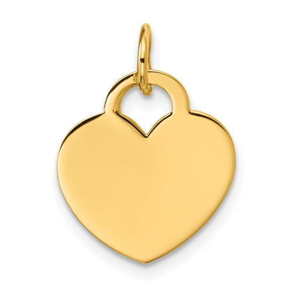 14k Yellow Gold Polished Heart Shaped Disc Pendant for Women