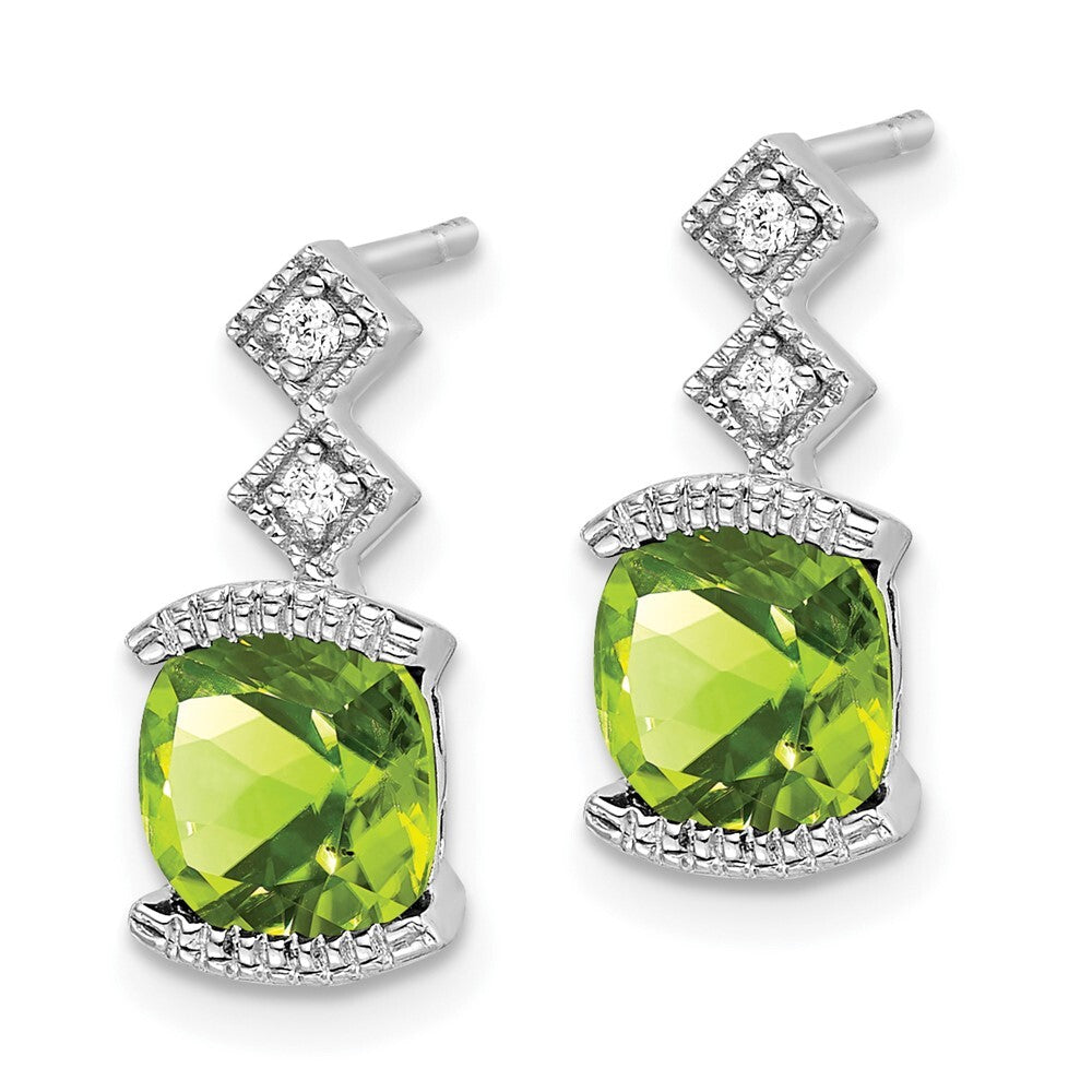 14k White Gold Peridot and Diamond Drop & Dangle Earrings