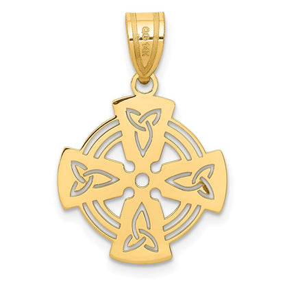 14k Yellow Gold Laser Cut Celtic Cross Charm Pendant for Women