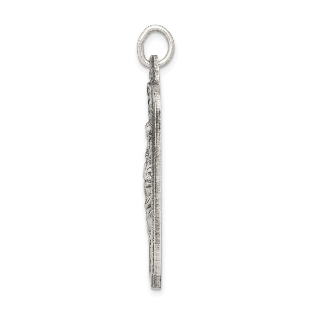 Sterling Silver Antiqued Saint Christopher Medal Pendant