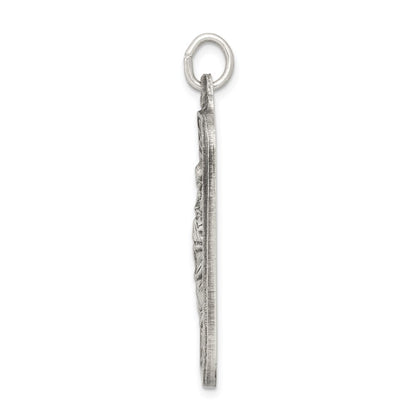 Sterling Silver Antiqued Saint Christopher Medal Pendant
