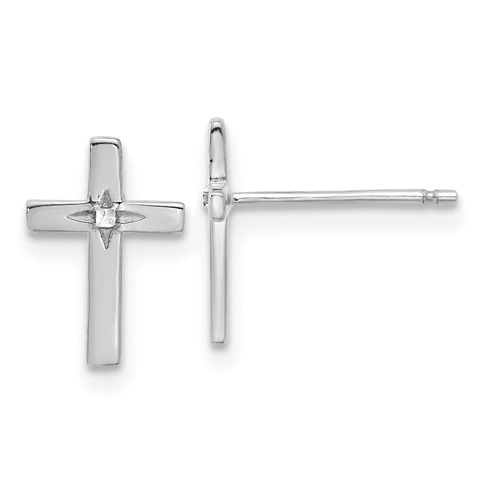 14k White Gold Cross Earrings