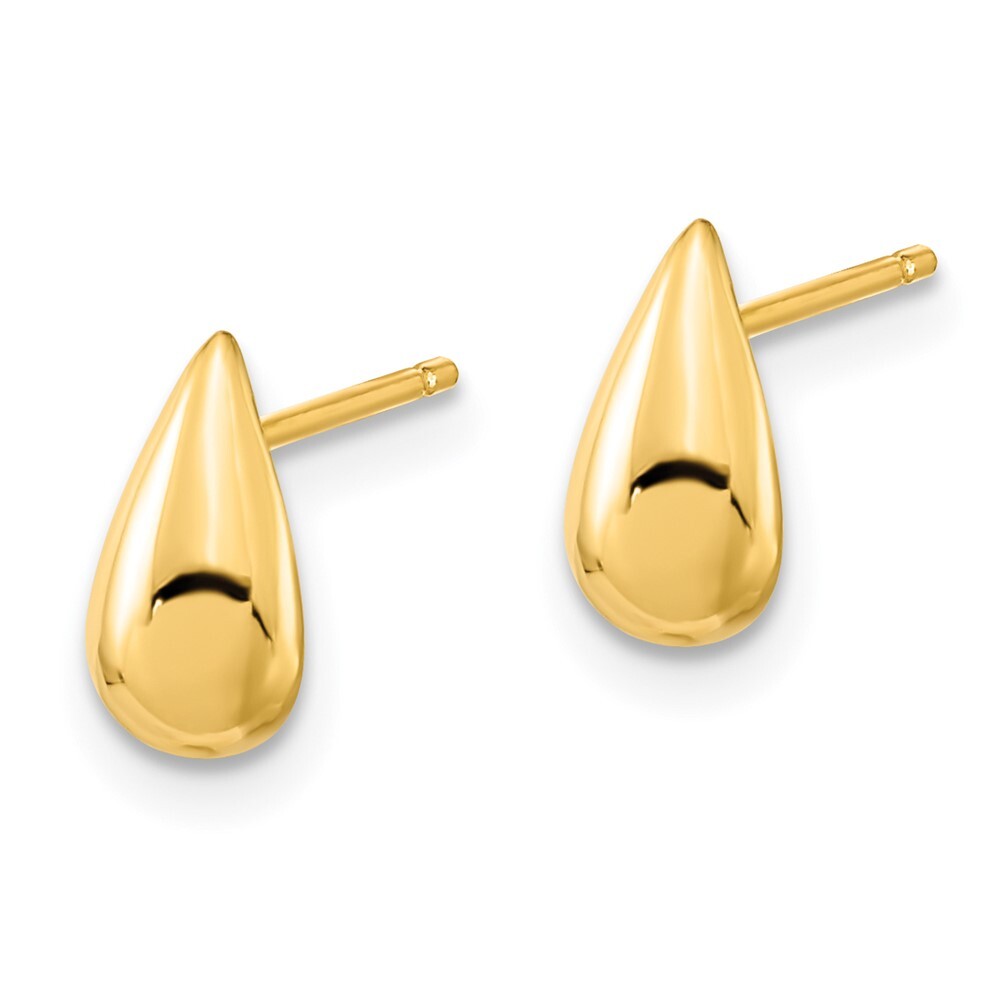 14k Yellow Gold Polished Teardrop Stud Earrings Gift for Women