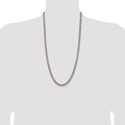 Sterling Silver Antiqued 6.0mm Curb Chain