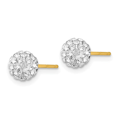 14k Yellow Gold 6mm Crystal Ball Stud Earrings