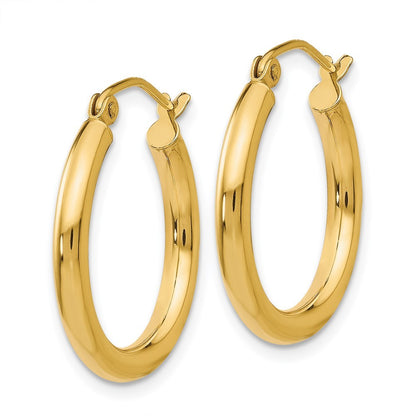 14k Yellow Gold Polished 2.5mm Tube Hoop Earrings