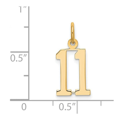 14k Yellow Gold Small Elongated Number 11 Charm Pendant for Women