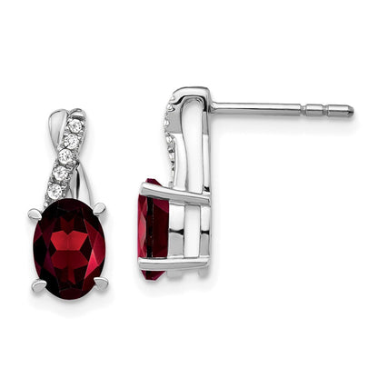 14k White Gold Garnet and Diamond Drop & Dangle Earrings
