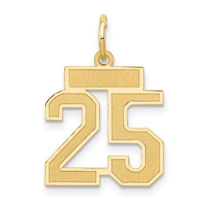 14k Yellow Gold Small Satin Number 25 Charm Pendant for Women