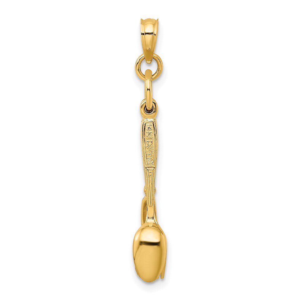 14k Yellow Gold 3-D Enamel Knife, Fork, Spoon Moveable Charm Pendant for Women