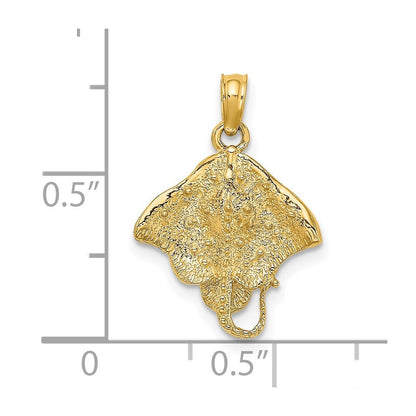 14k Yellow Gold Stingray Charm Pendant for Women