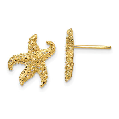 14k Yellow Gold Starfish Stud Earrings Gift for Women