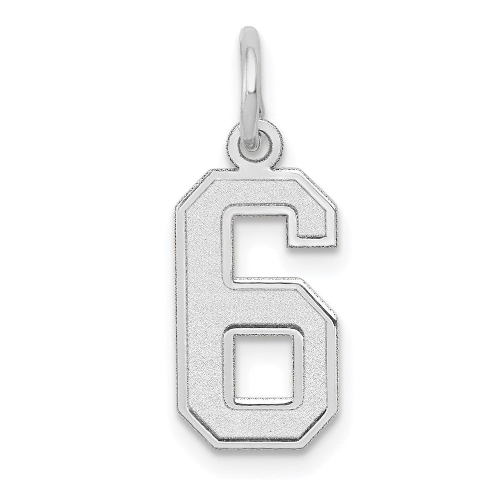 14K White Small Satin Number 6 Charm