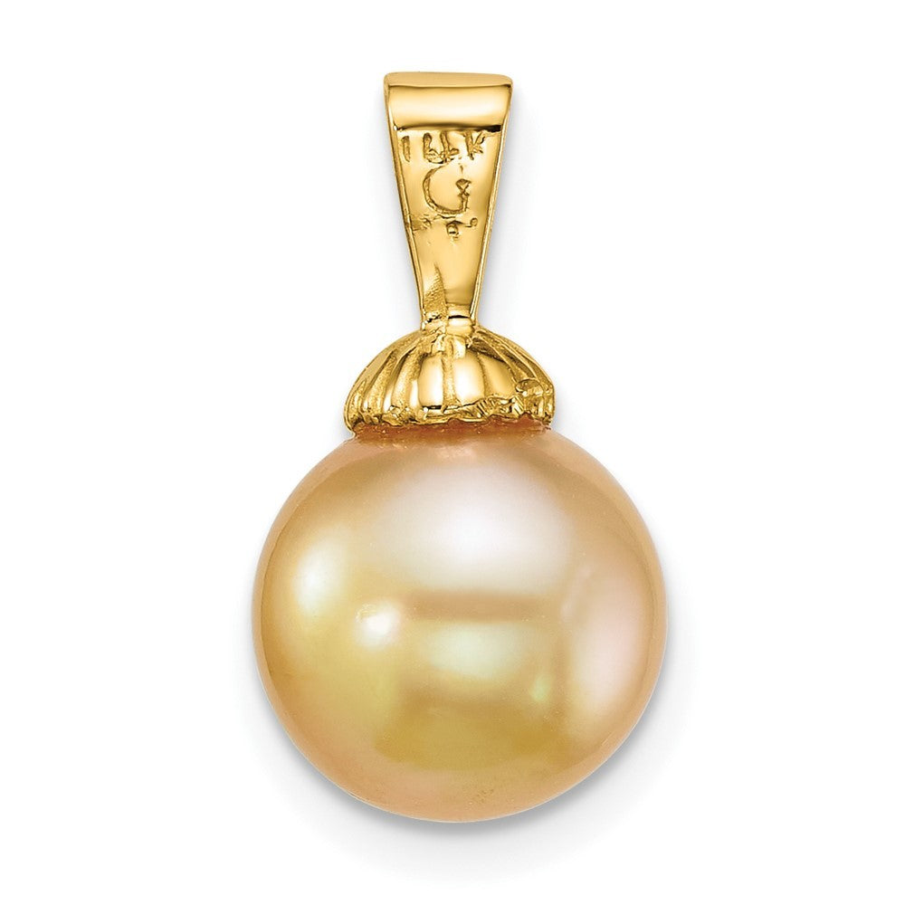 14k Yellow Gold  9-10mm Round en South Sea Saltwater Cultured Pearl Pendant