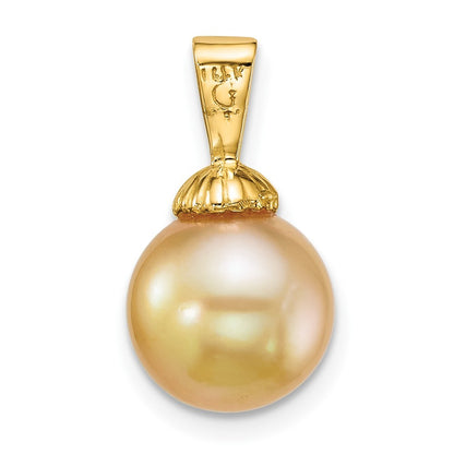 14k Yellow Gold  9-10mm Round en South Sea Saltwater Cultured Pearl Pendant