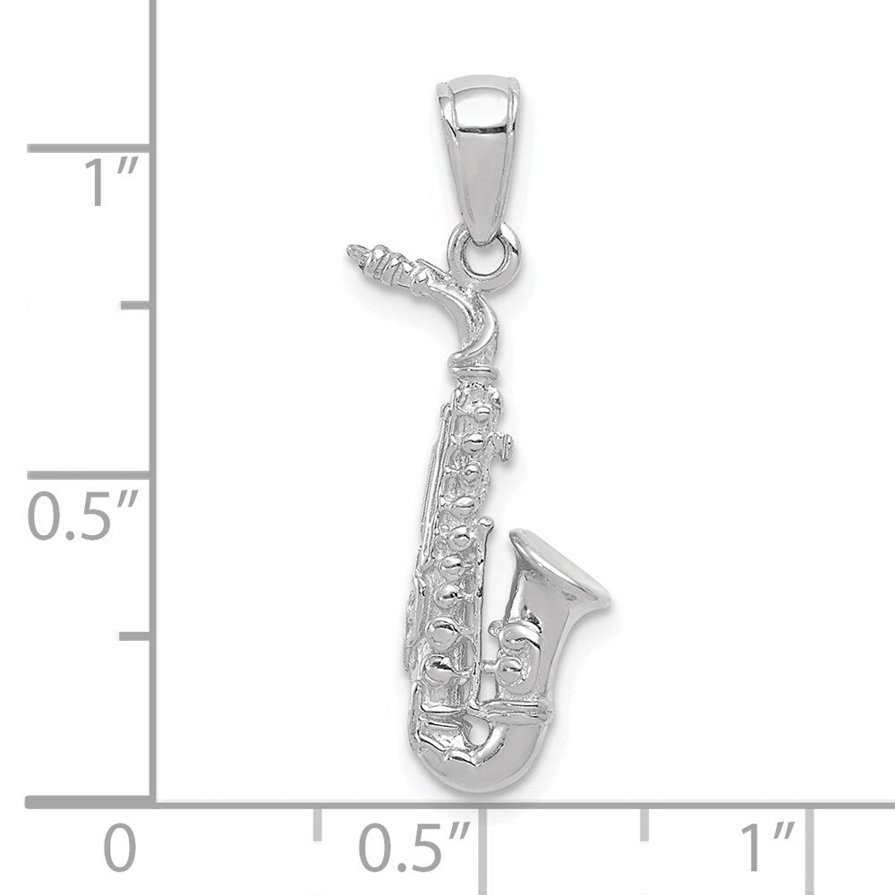 14k White Gold 3-D Saxophone Pendant for Women