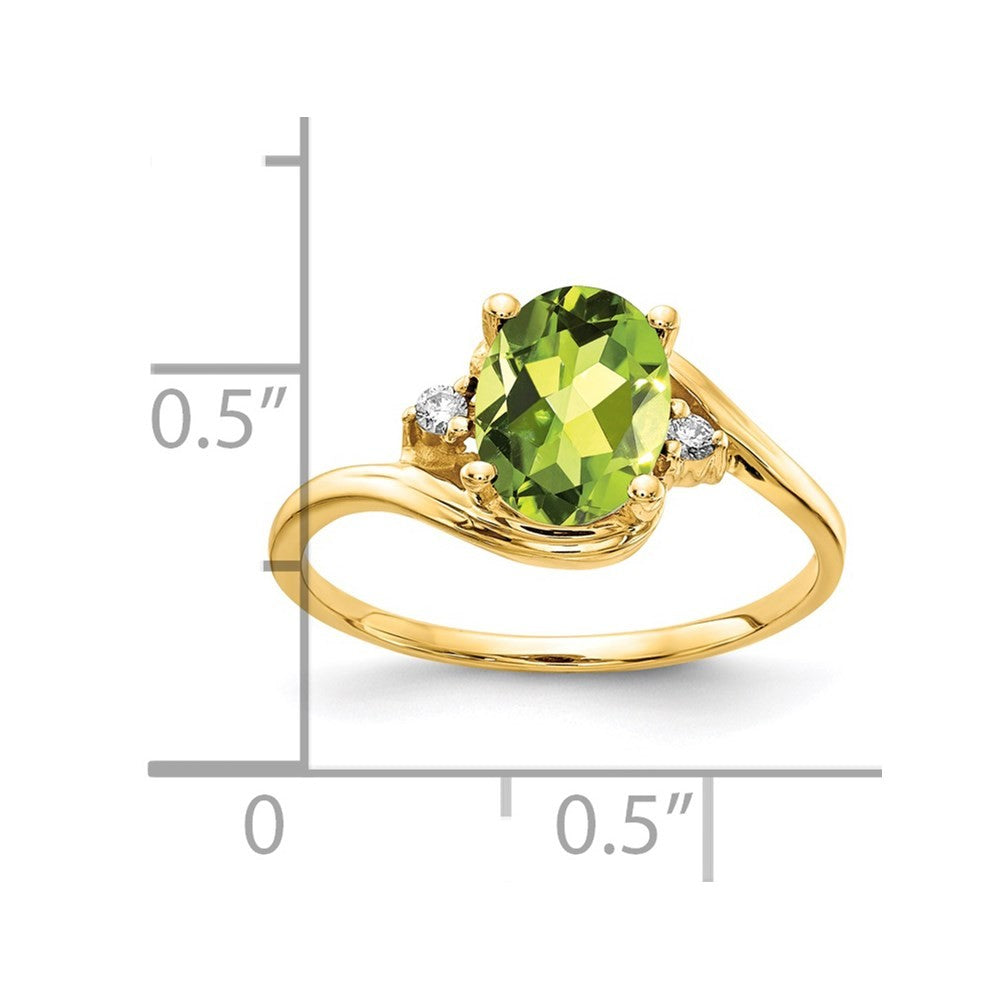 14k Yellow Gold 8x6mm Oval Peridot AA Diamond ring