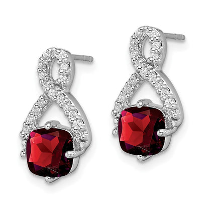 14k White Gold Garnet and Diamond Drop & Dangle Earrings