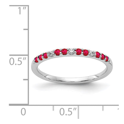 14k White Gold Diamond and Ruby Band Size 7