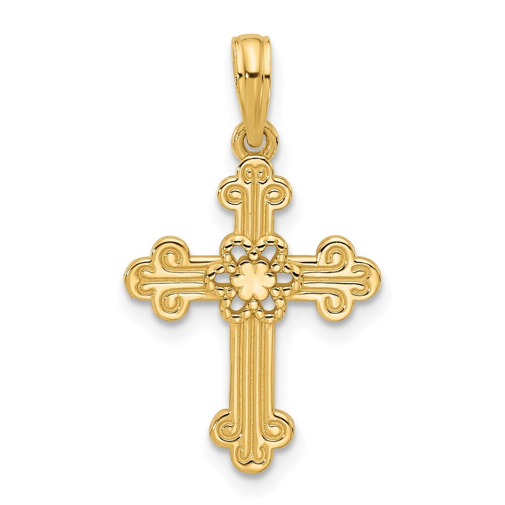 14k Yellow Gold Fancy Cross Charm