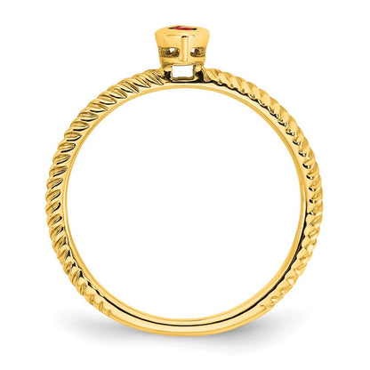 14K Yellow Gold Marquise Bezel Ruby Ring Size 7