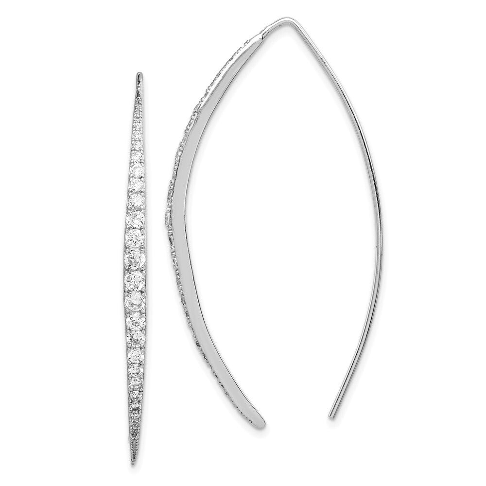 Sterling Silver Rhodium-plated Cubic Zirconia Threader Earrings